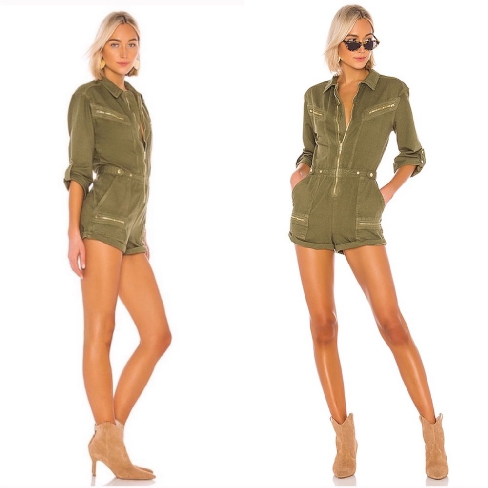 NEW Free People Green Isla Utility Romper Jumpsuit